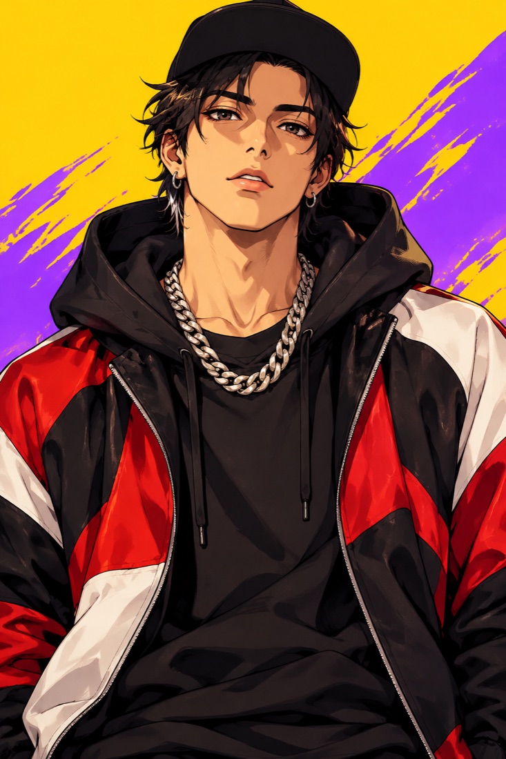 An anime character rapping