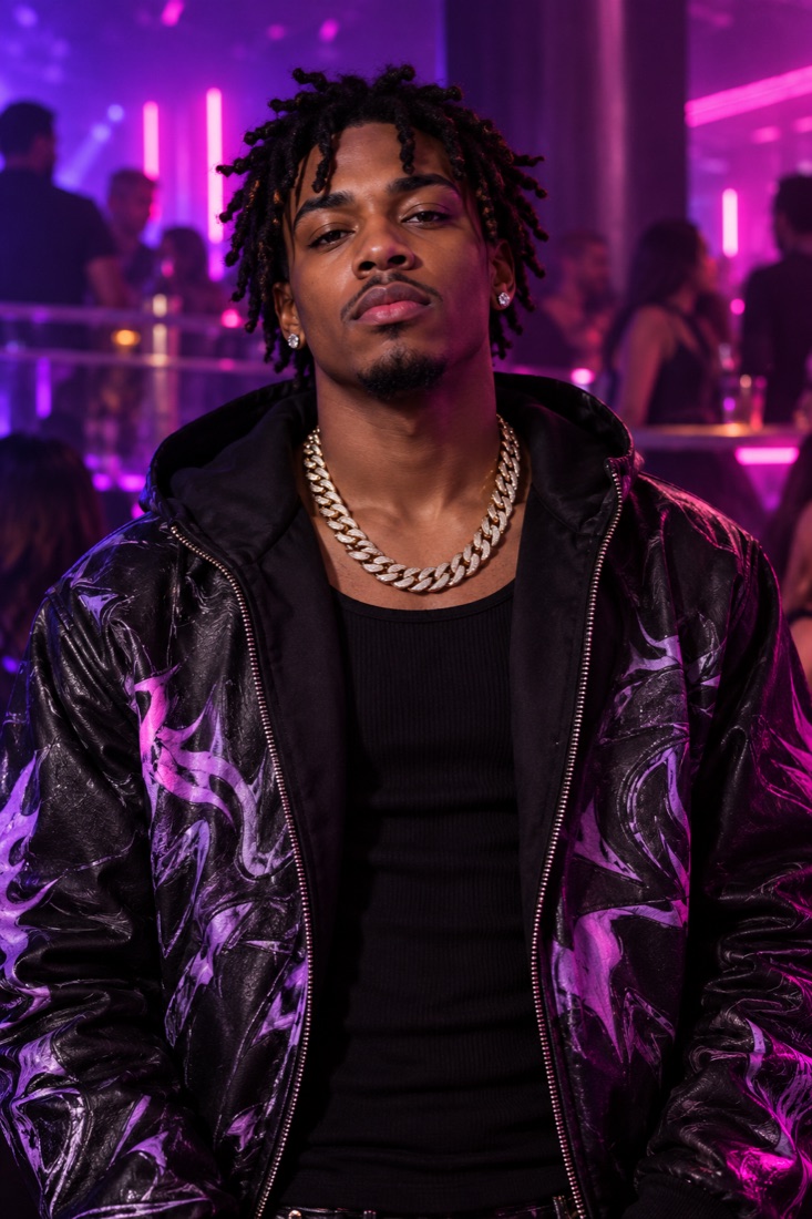 A young man rapping in a trap music video